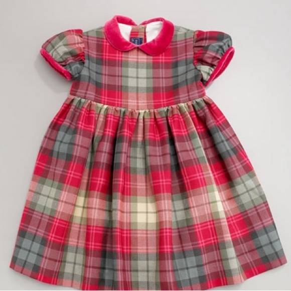 Papo d’anjo velvet Peter Pan holiday dress classic lined 4Y red/ pink/sage green - Picture 1 of 8